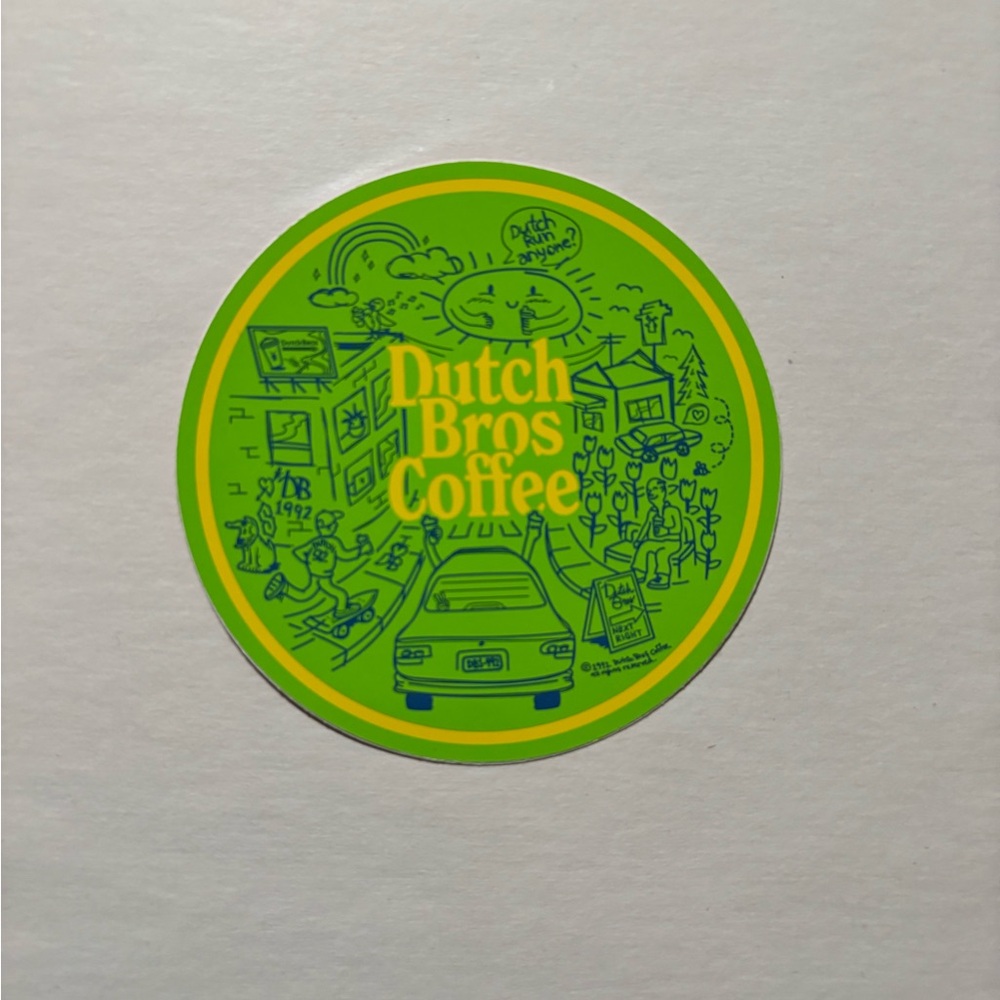 Dutch Bros Green and Yellow Coffee Sticker